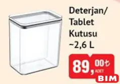 DETERJAN / TABLET KUTUSU 2,6 L
